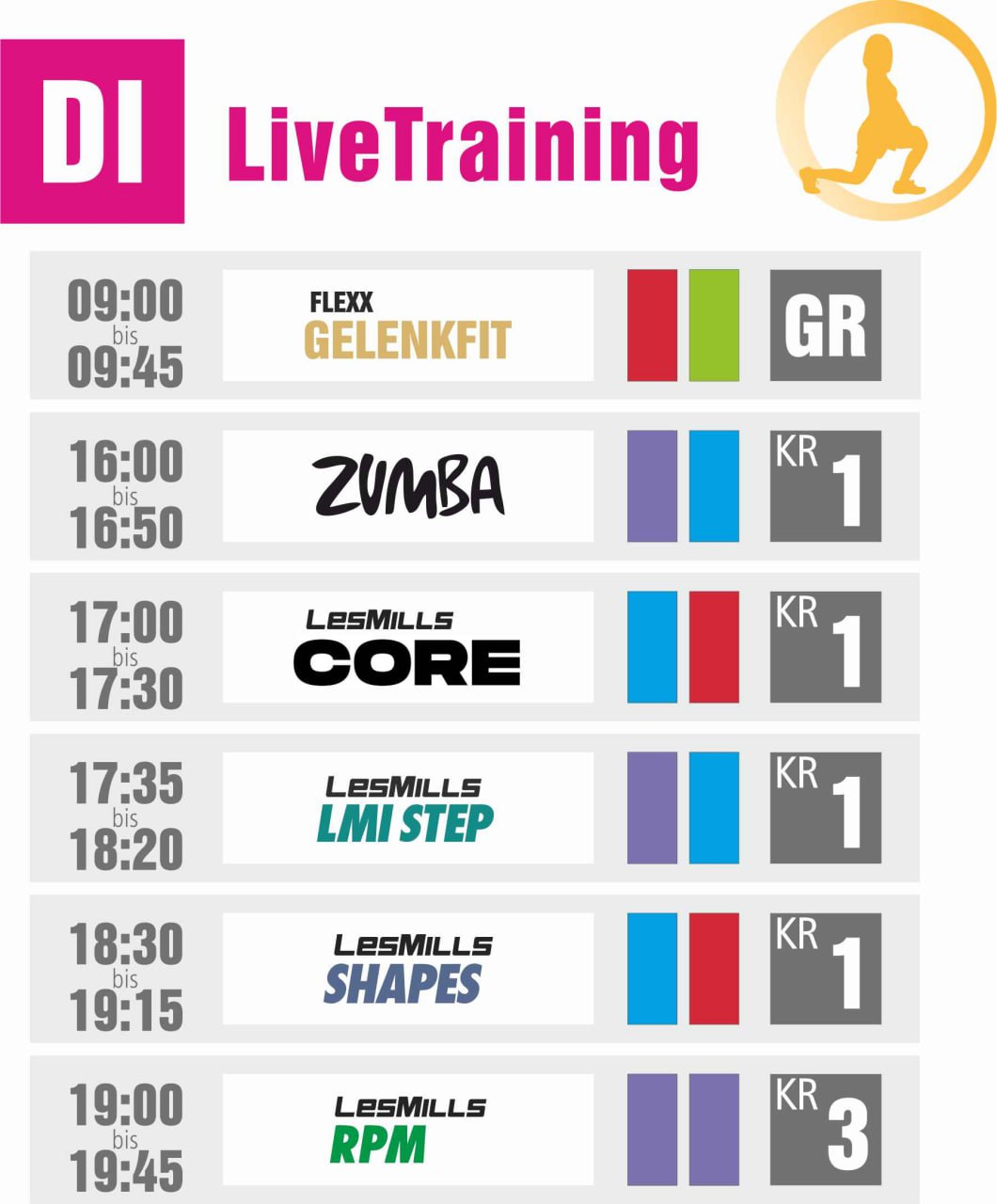 Kursplan Chemnitz Dienstag Fitnessstudio Flexx