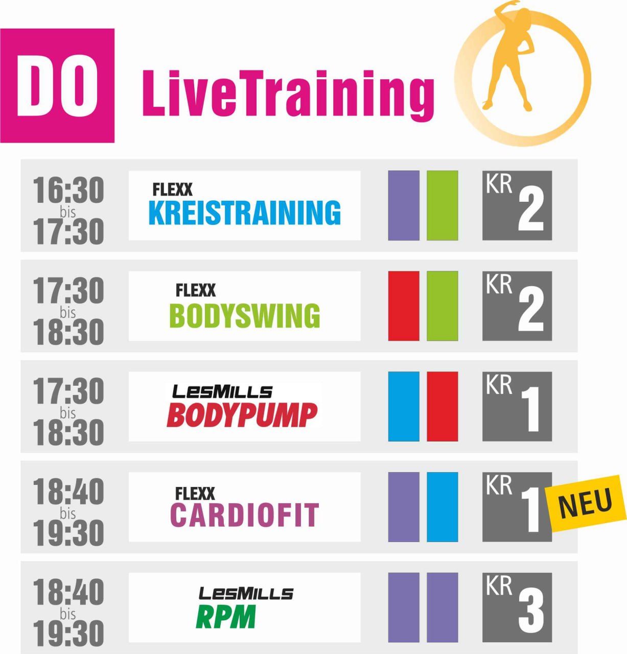 Kursplan Chemnitz Donnerstag Fitnessstudio Flexx
