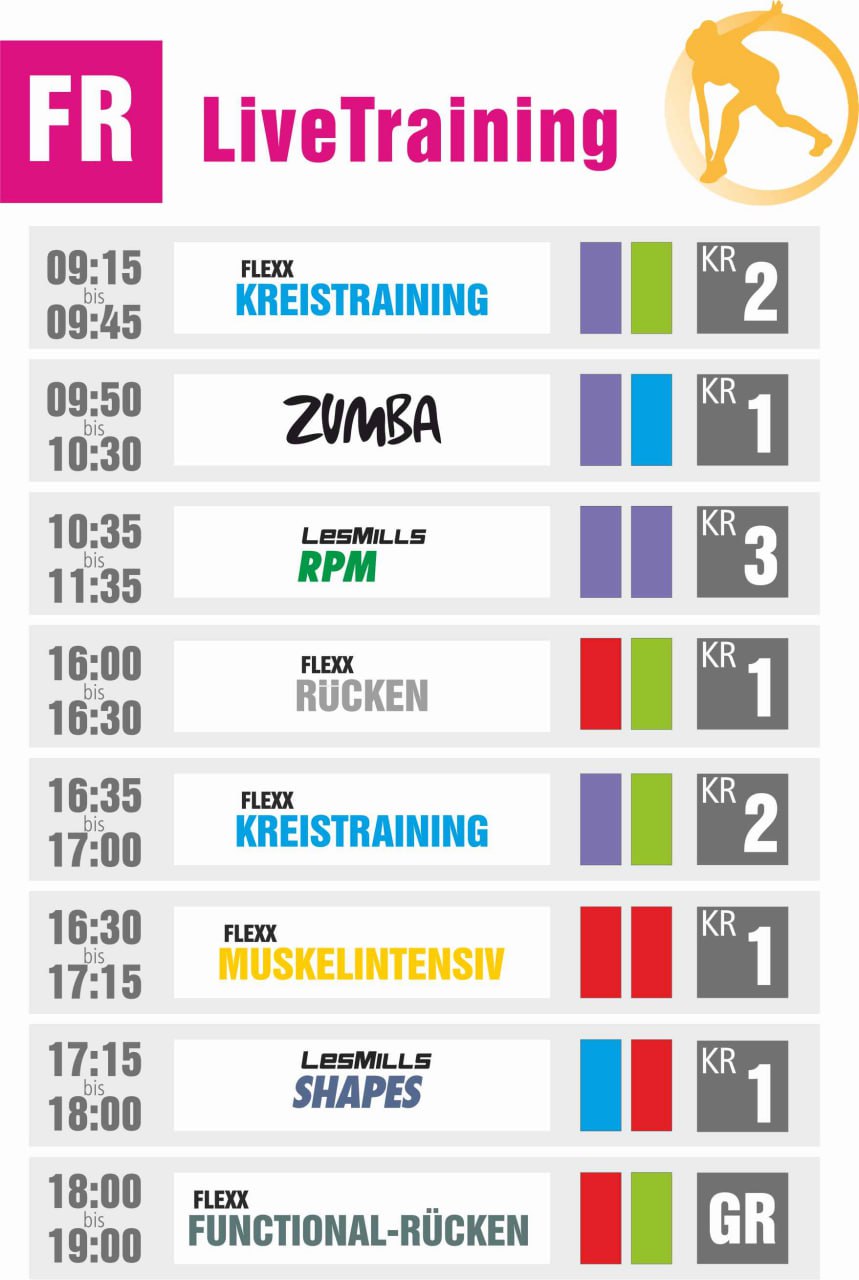 Kursplan Chemnitz Freitag Fitnessstudio Flexx