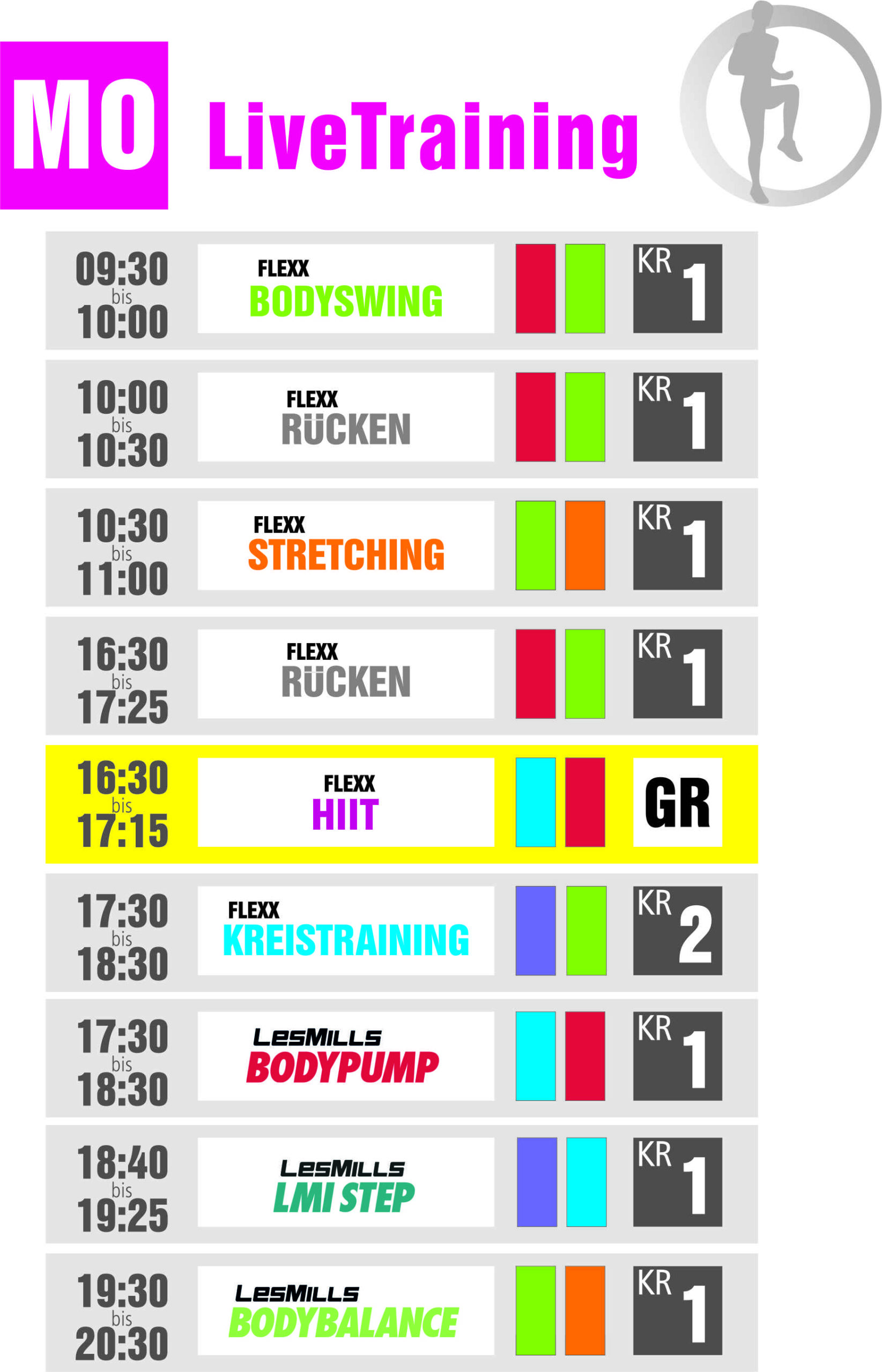 web-mo Kursplan Montag